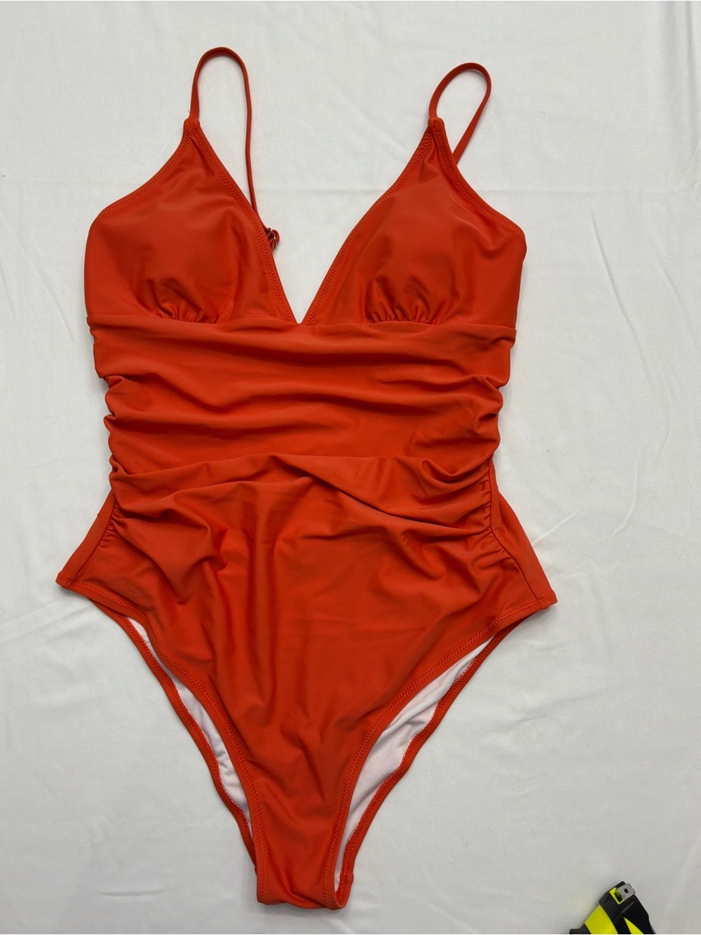 Cupshe Fiery Orange Ruched One-Piece Swimsuit